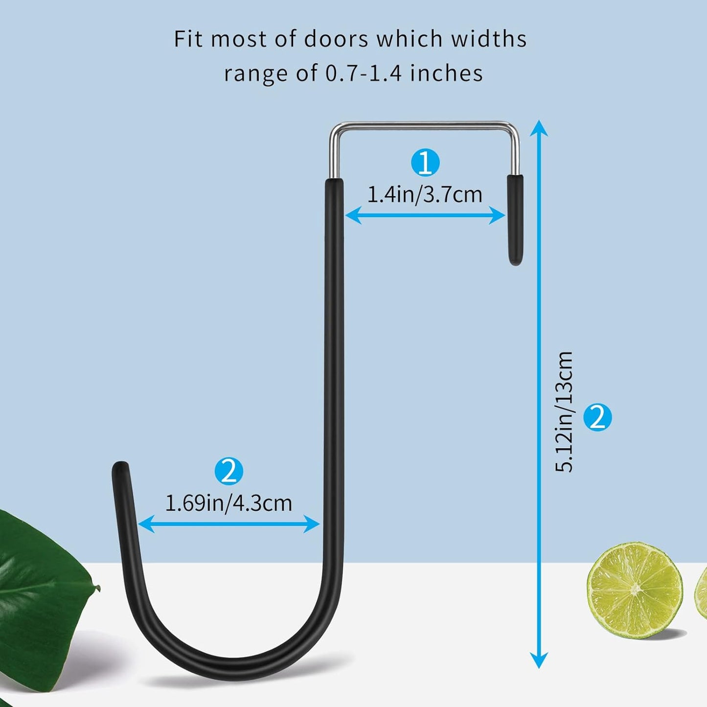 FYY 6PCS Over The Door Hooks, Door Hangers Hooks with Rubber Prevent Scratches Heavy Duty Organizer Hooks for Living Room, Bathroom, Bedroom, Kitchen Hanging Clothes, Towels, Hats, Bags Black+White