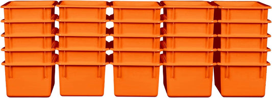 Wood Designs Cubby Storage Bin, Heavy Duty Plastic Containers for Kids Orange Cubby Tray Set of 25