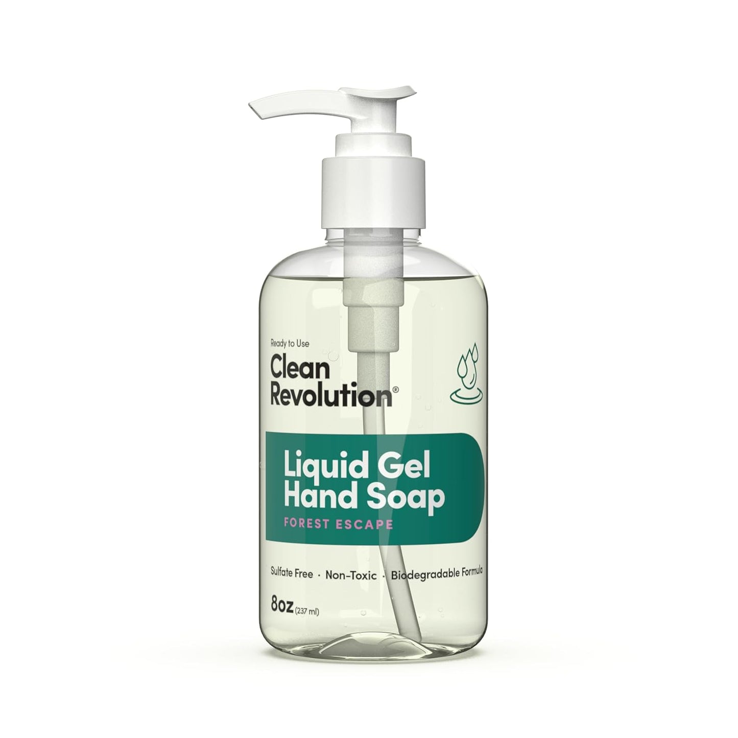 Clean Revolution Liquid Gel Hand Soap, Silky Rich Liquid, Quick Lather, Fast Rinsing, Contains Real Essential Oils (Forest Escape) 8 Fl Oz