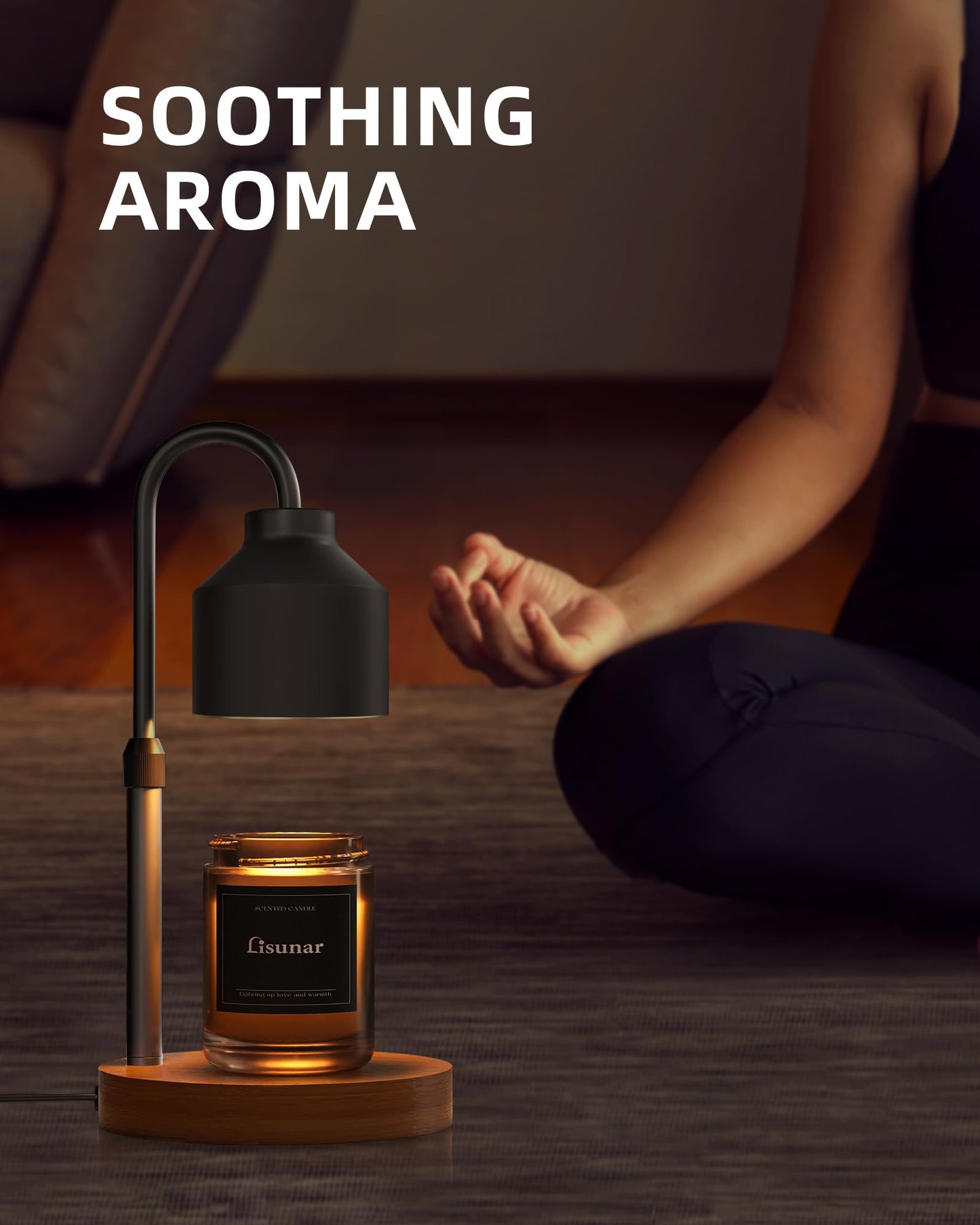 LISUNAR Electric Candle Warmer Lamp Black, Candle Lamp Warmer with Timer, Wax Warmer Lamp for Jar