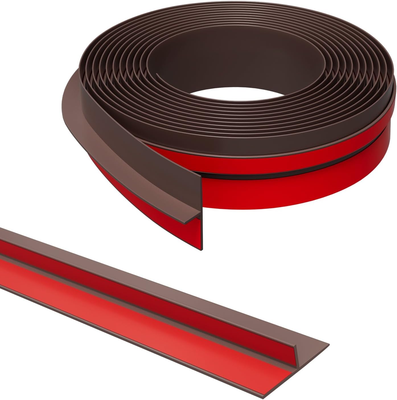 T-Shaped Door Draft Stopper, 1.97 in x 40 Ft Silicone Seal Strip for Windows Gaps, Weather Stripping Seal Strip Shower Sweep, Brown