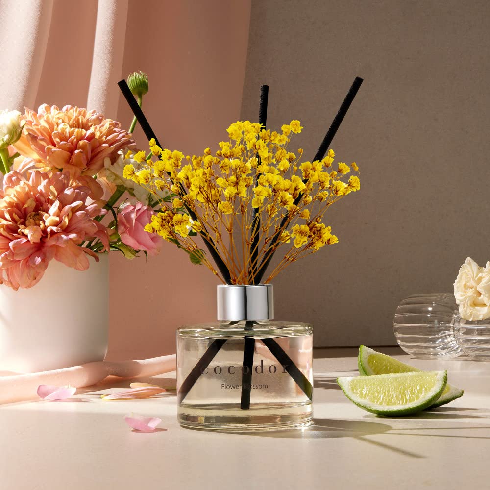COCODOR Flower Reed Diffuser Set / 6.7oz / White Jasmine/Scent Diffuser with Sticks Home Fragrance