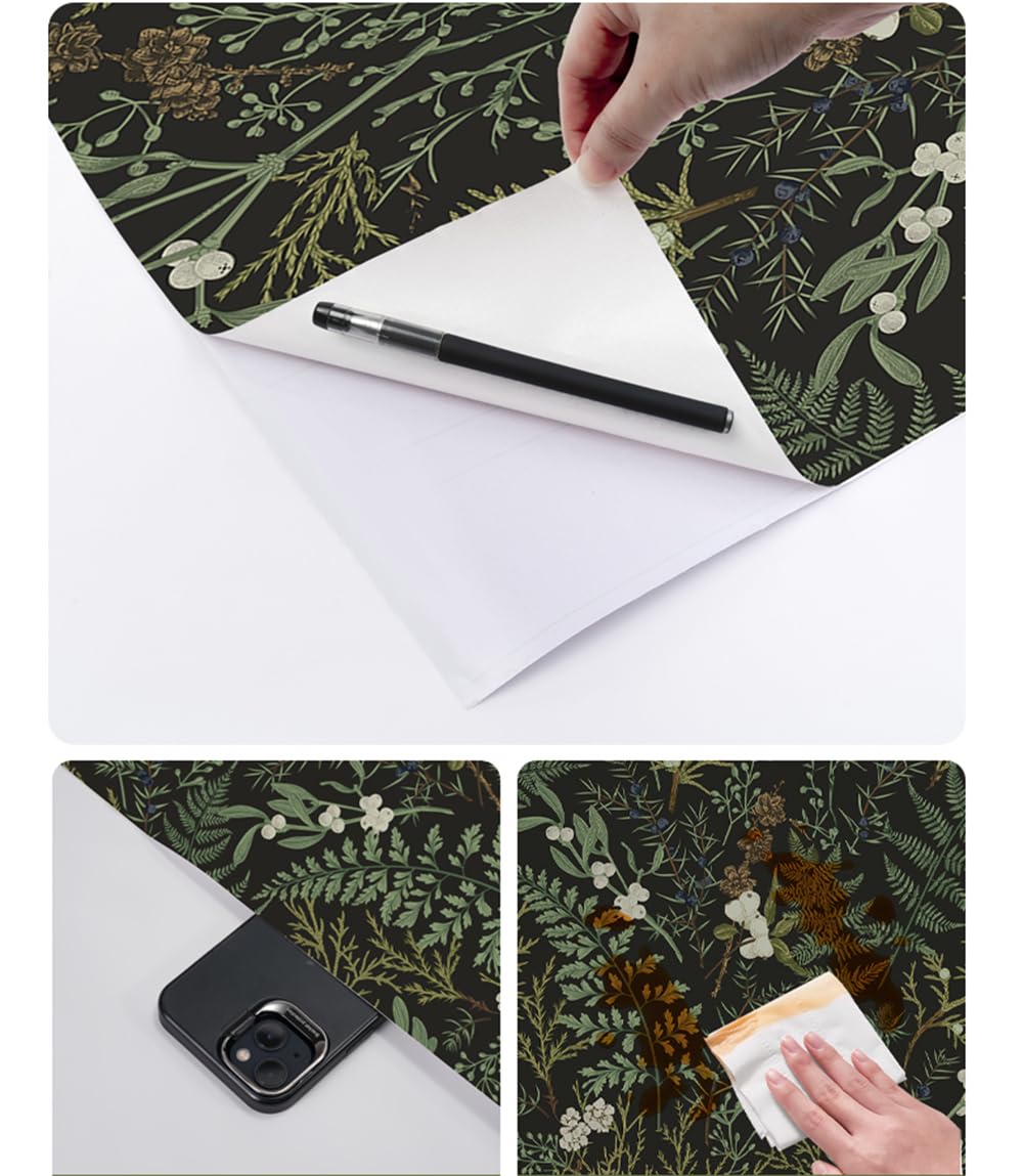 Dark Green Fern Botanical Shelf Liner Contact Paper Self Adhesive Vinyl Botanical Drawer Liner Wall