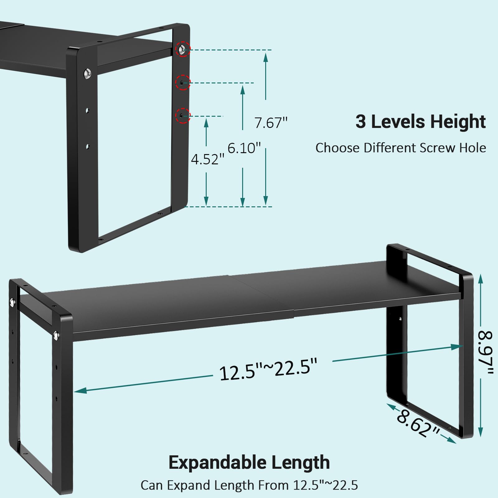 Astrorhine 2 Pack Expandable Cabinet Organizer Shelves, 88lbs High Weight Capacity, Stackable