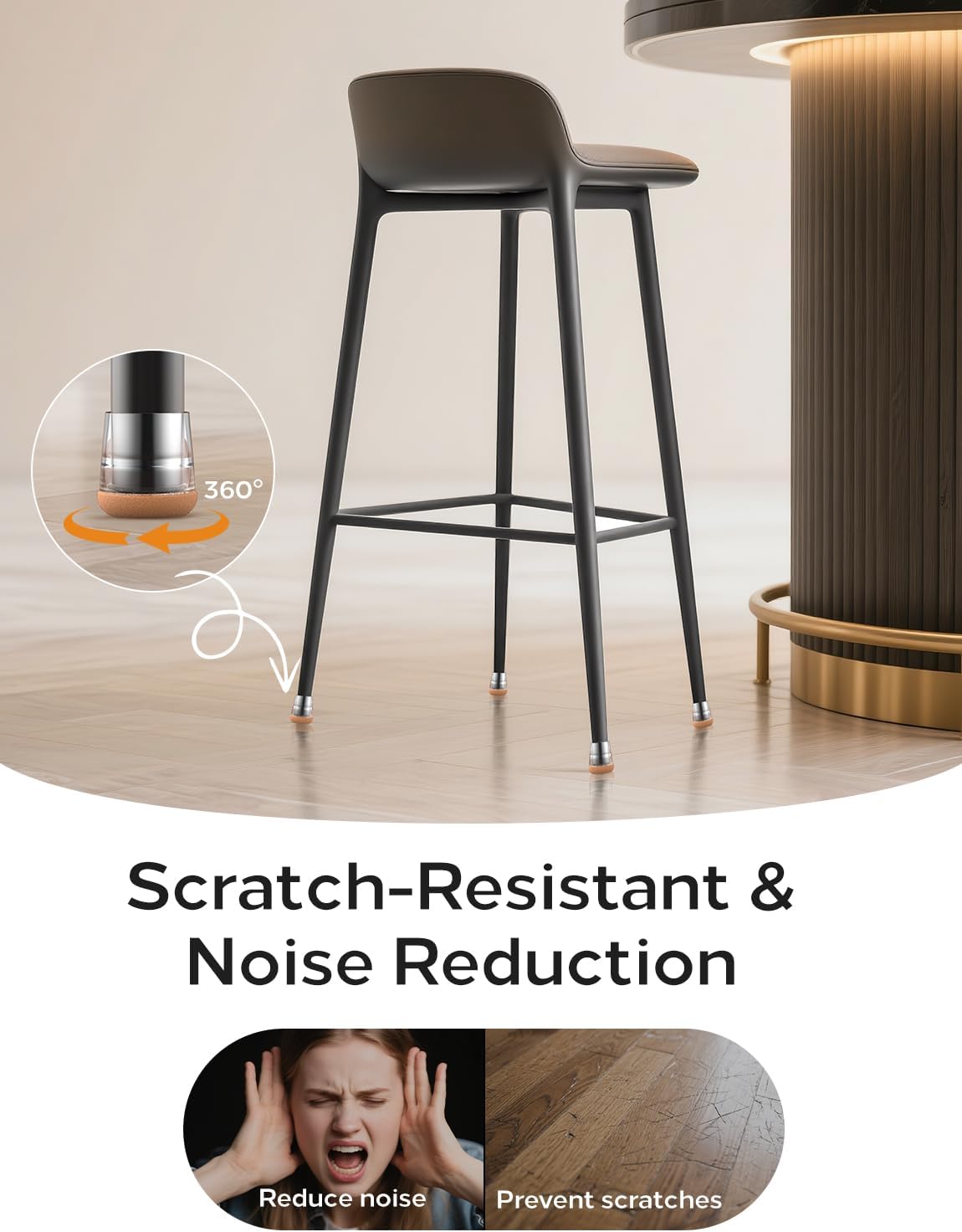 24-Pack Silicone Chair Leg Floor Protectors for Hardwood Floors -Felt Furniture Pads, Rubber Chair Leg Covers/Caps - No Noise & Scratch-Proof - Round Large (Fits 1 5/16"-1 7/16" / 32-36mm), Clear