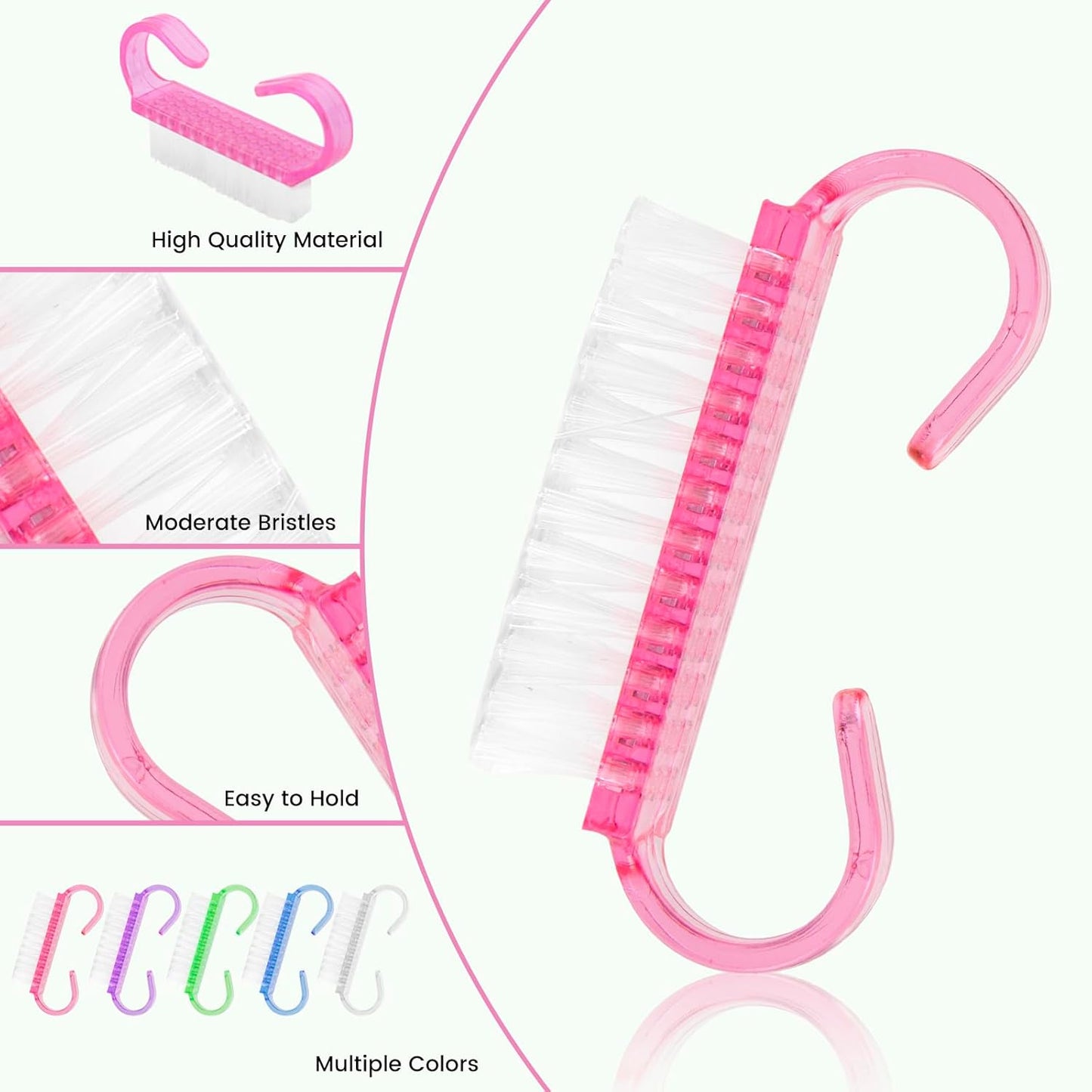 25 Pcs Handle Grip Nail Brush, Fingernail Scrub Cleaning Brushes for Nails and Toes, Hand & Foot Nail Cleaner, Pedicure Manicure Brush for Women, Men, Kids – Multicolor