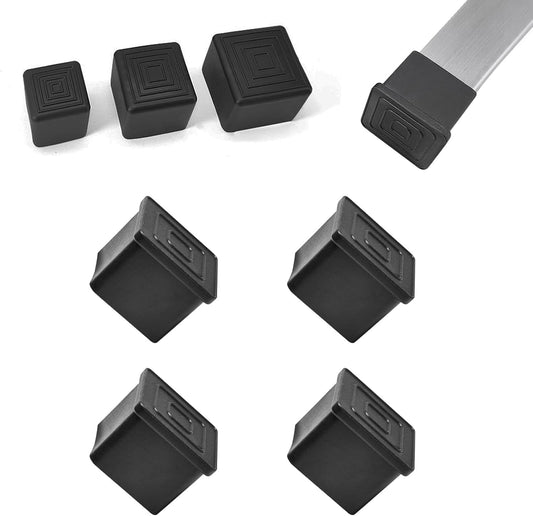 4 Pcs 1-3/4" x 1-3/4" Square Rubber Chair Leg Caps, PVC Table Leg Covers, Flexible & Anti-Slip