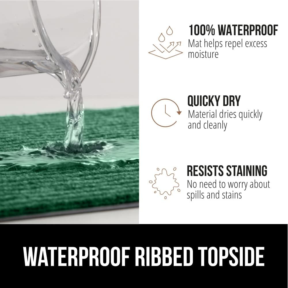 GORILLA GRIP Traffic Guard Door Mat, Heavy Duty Welcome Mats, Commercial Office Space Doormat, Waterproof, Fade Resistant, Strong Rubber Backing, Low Profile, Shoe and Boot Scraper, 35x23, Green