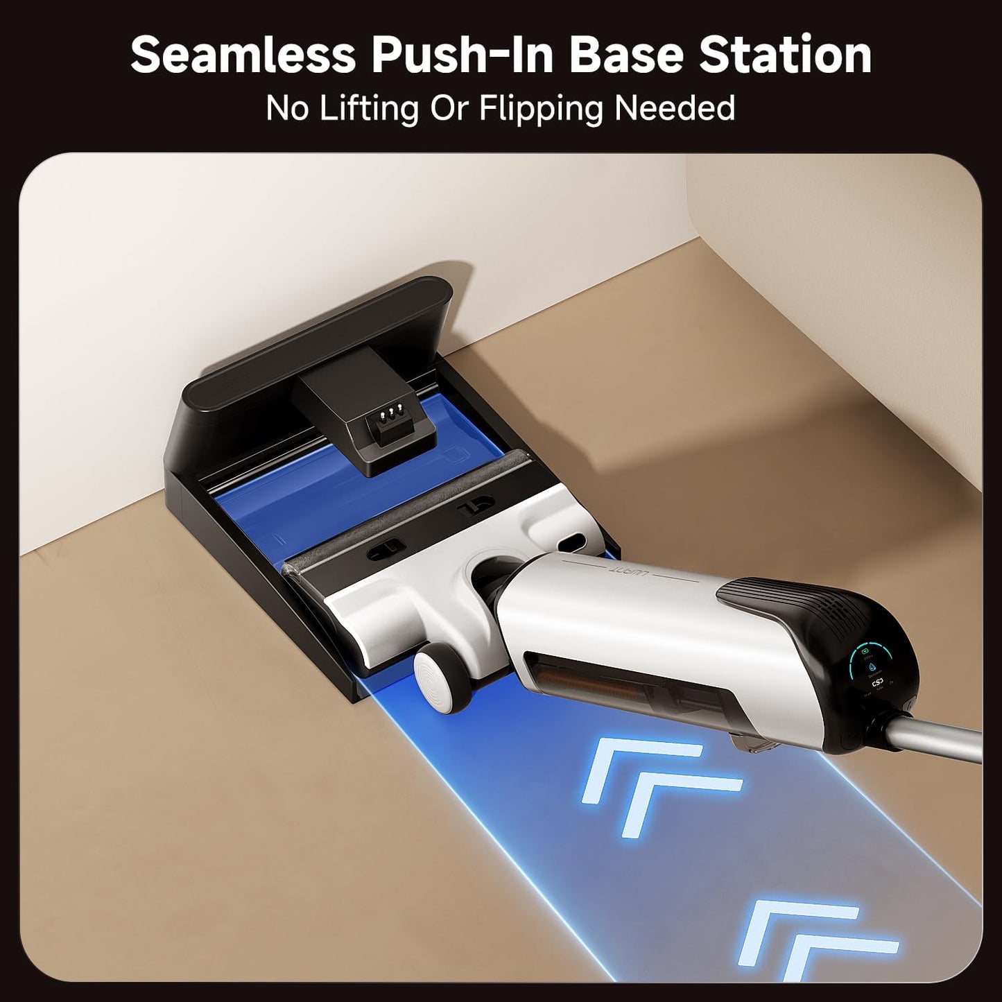 uwant D100 Wet Dry Vacuum Cleaner 180°Lay-Flat Vacuum Mop All in One with 18000Pa Suction Auto Self-Cleaning Anti Odor Stick Pushin Mop Dual-Edge Cleaning Electeic Mop Set for Hard Floor/Carpet,Milky