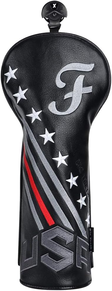 Big Teeth Golf Cover USA Stripe and Star Headcover Covers, Driver Fairway Wood Hybrid Headcovers