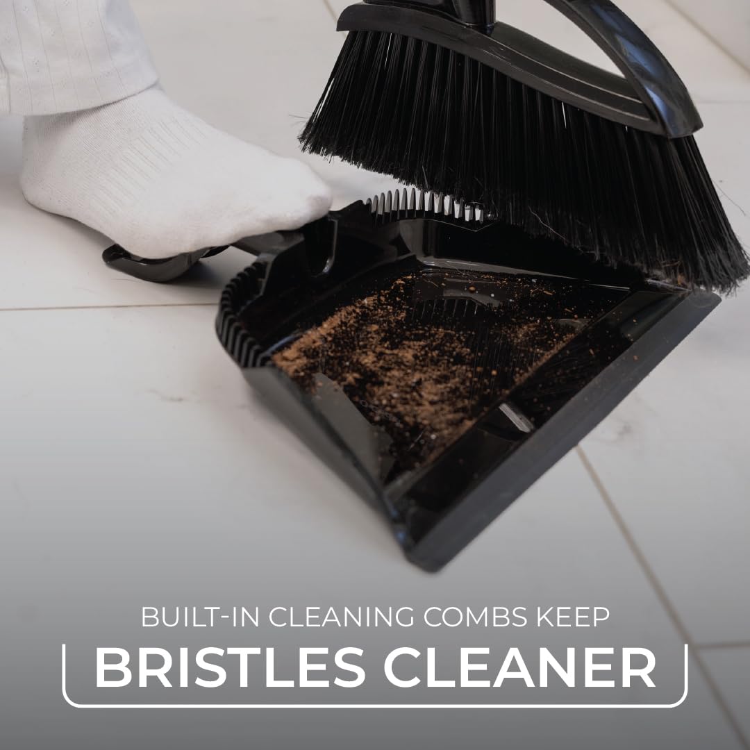 O-Cedar Strong Sweep Broom and Dustpan Set with Detail Brush | Indoor Outdoor Heavy Duty Stiff
