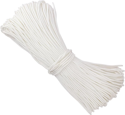 500 Feet 1/4 Inch White Polyester Rope, 6 mm Polypropylene Utility Rope for Kayaking, Camping, Home