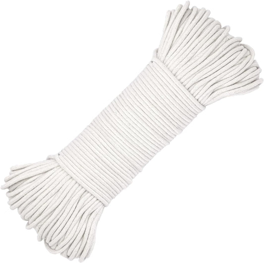 328 Feet Cotton Clothes line Rope-Premium Diameter 7/32 Inch Cotton Rope for Heavy Duty Outdoor Use- Perfect for Laundry Line Dryer, Camping Travel & Home Use DIY Rope