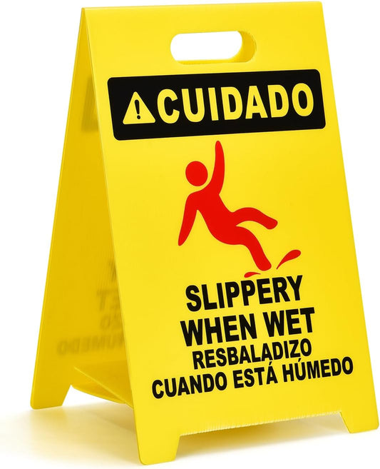 MATTHEW CLEANING 19'' Industrial Wet Floor Sign Standalone 2-Sided Durable Corrugated Plastic