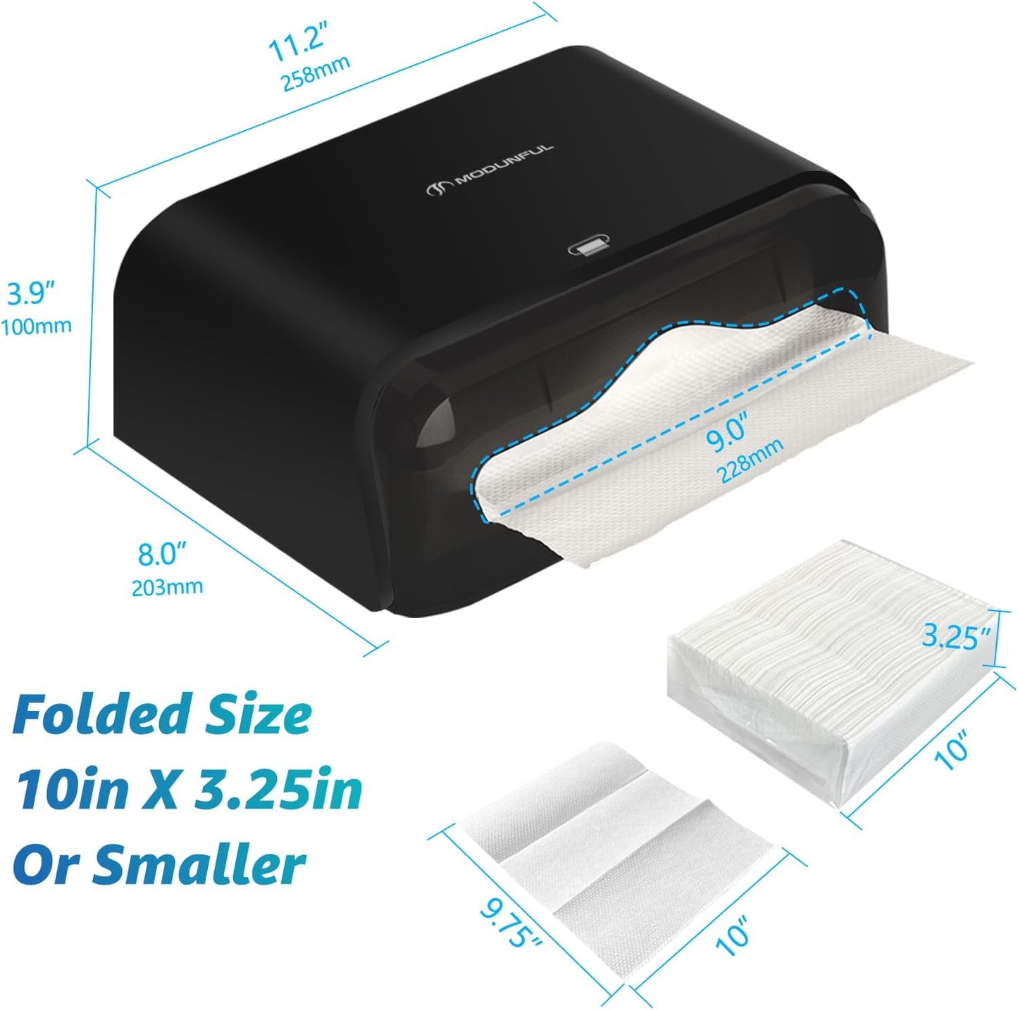 𝐏𝐚𝐩𝐞𝐫 𝐓𝐨𝐰𝐞𝐥 𝐃𝐢𝐬𝐩𝐞𝐧𝐬𝐞𝐫, Multifold/Trifold/C Fold Papers Dispenser, Bathroom Hand Towels Wall Mounted Tissue Holder, No-Drill Adhesive Commercial or Home Black