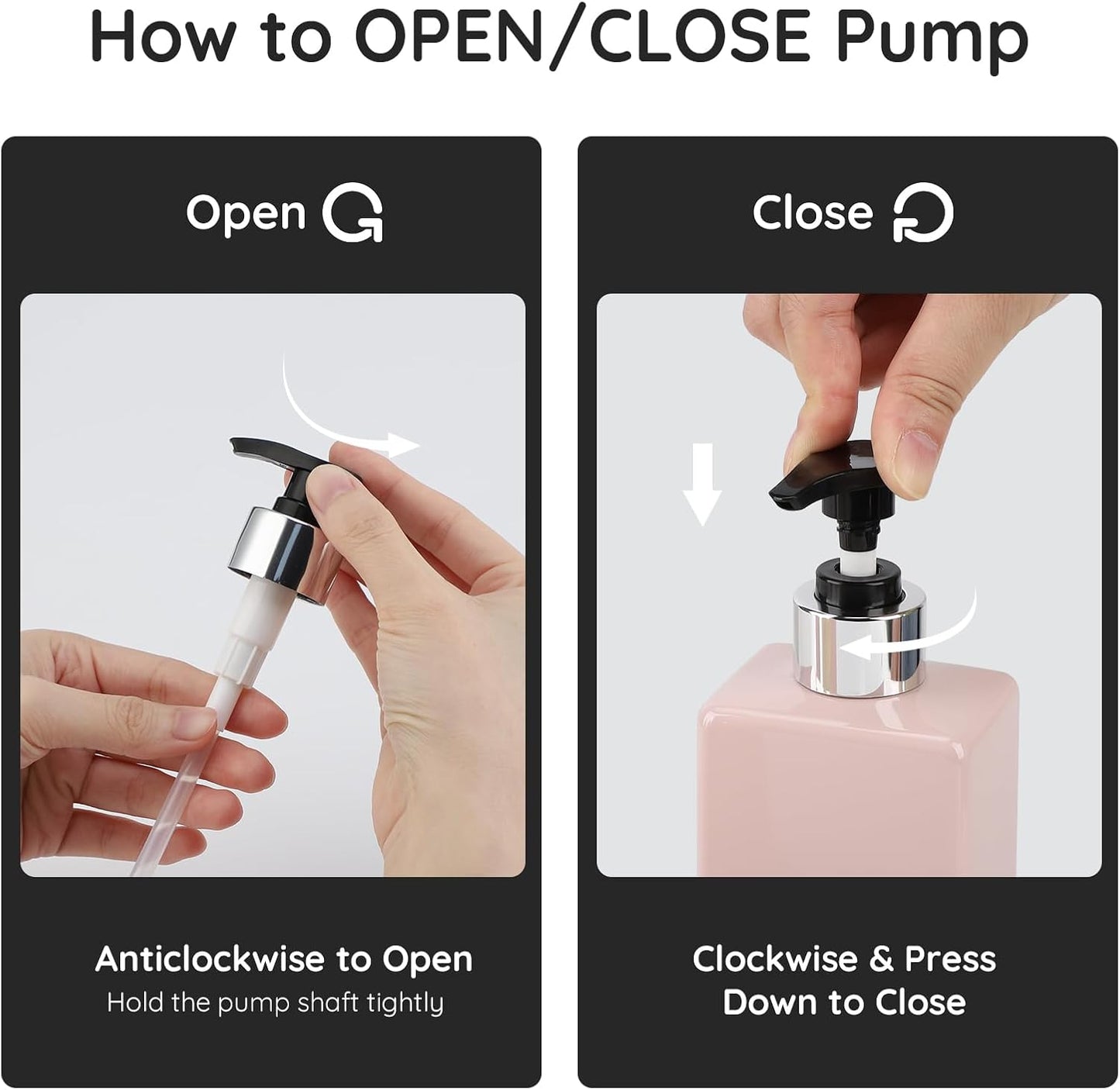 Segbeauty 16.9oz Shower Bottles Refillable, 3 Pack of Shampoo and Conditioner Bottles for Bathroom, 500ml Plastic Square Soap Dispenser Set Lotion Dispenser Empty Press Pump Bottle Pink