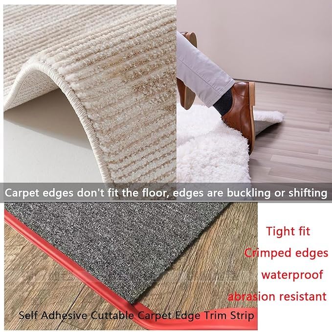 Self Adhesive Carpet Transition Strip with Edge Trim, Designed for Seamless Transitions from Carpet to Tile or Vinyl Floors, Perfect for Doorways.(Gray,10ft)