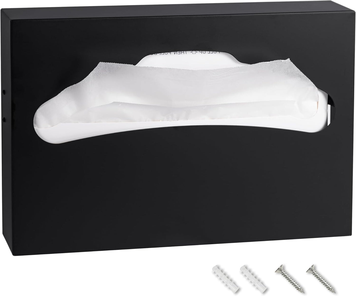 Toilet Seat Cover Dispenser,Commercial Stainless Steel Brushed Toilet Seat Cover Holder for Disposable Toilet Seat Covers Wall Mount for Bathroom Restroom（Black）