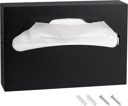 Toilet Seat Cover Dispenser,Commercial Stainless Steel Brushed Toilet Seat Cover Holder for Disposable Toilet Seat Covers Wall Mount for Bathroom Restroom（Black）