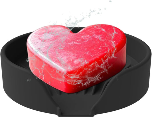 Self Draining Soap Dish, Silicone Suction Cup Soap Holder Tray Savers Container Sponge Holder for Bar Bathroom Shower Kitchen Sink, Can Extend Soap Life (1, Black)