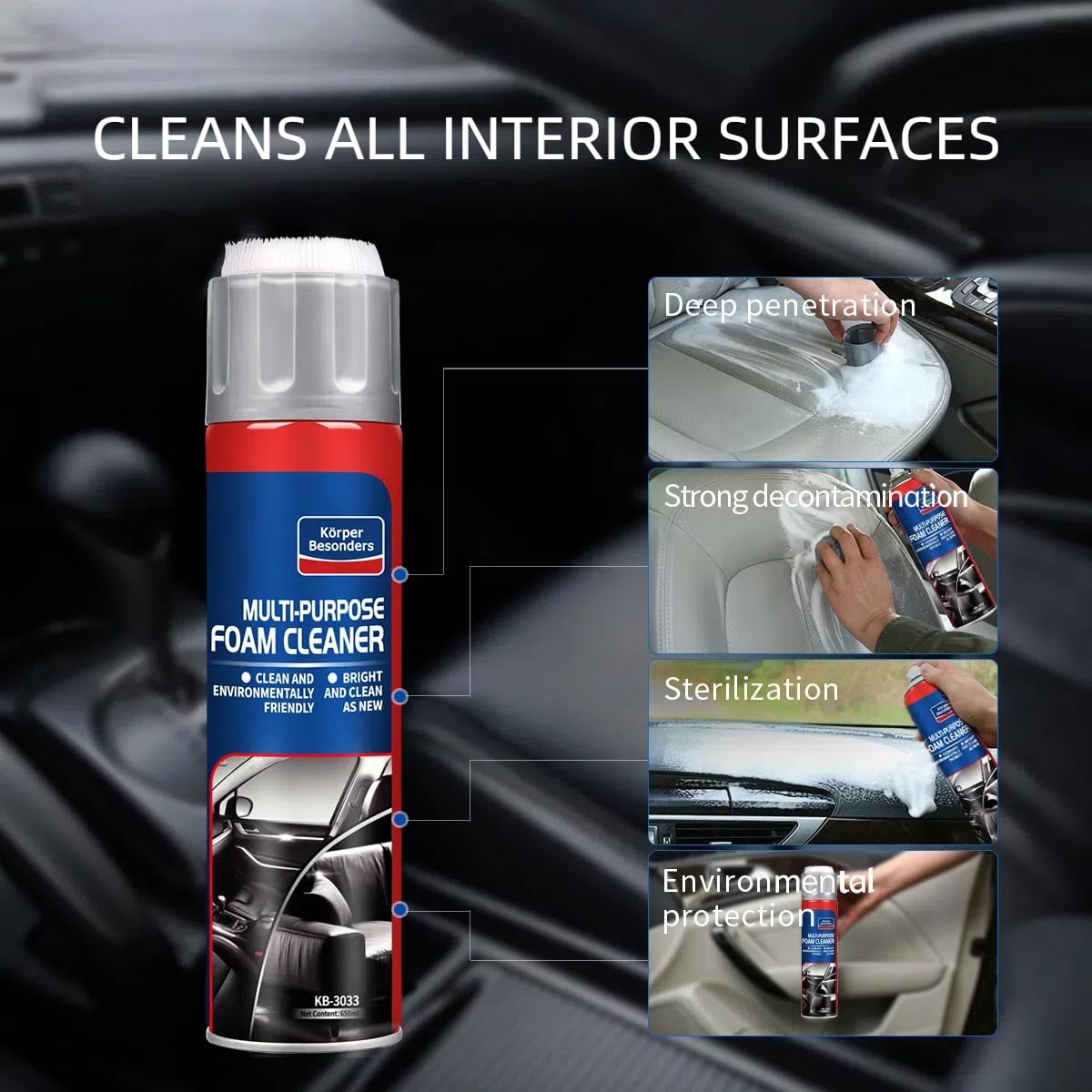 Glodway Car Care Pack Includes Leather Cleaner 21.98 OZ,2 Pack and Silicone Seal Lubricants 10 OZ