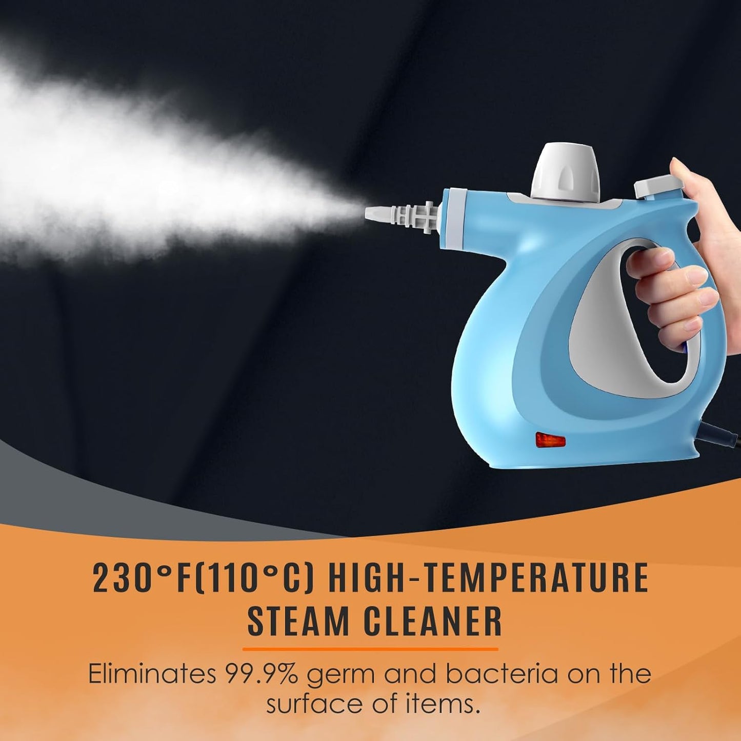 Pressurized Handheld Multi-Surface Natural Steam Cleaner with 12 pcs Accessories, Multi-Purpose Steamer for Home Use, Steamer for Cleaning Floor, Upholstery, Grout and Car (Blue)