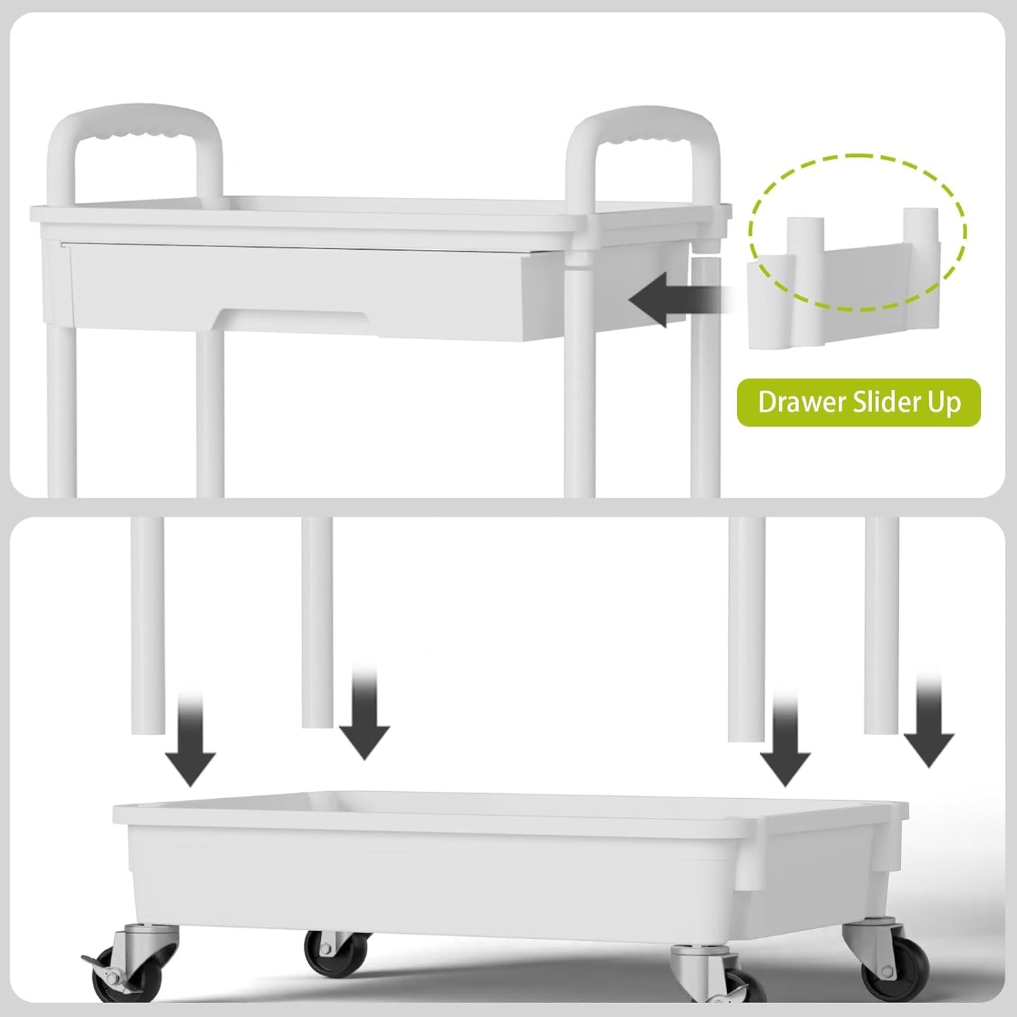 5 Tier Rolling Cart Organizer,Bathroom Cart Organizers with Wheels Laundry Room Organization Mobile Shelving Unit Utility Cart Storage Shelves Multi-Functional for Office, Home(White)