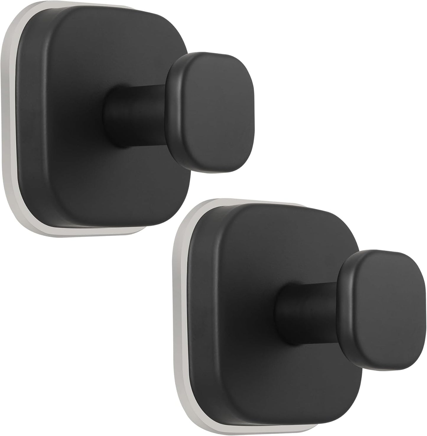 Suction Cup Hooks for Shower - Reusable No-Drill Mounting - Hooks for Towels, Robes & Loofah on Metal, Glass, Mirrors, Tile & Smooth Non-Porous Surfaces (2, Matte Black)