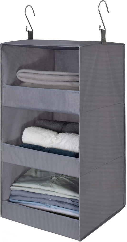 GRANNY SAYS 3-Shelf Hanging Closet Organizer and Storage, Collapsible Hanging Closet Shelves