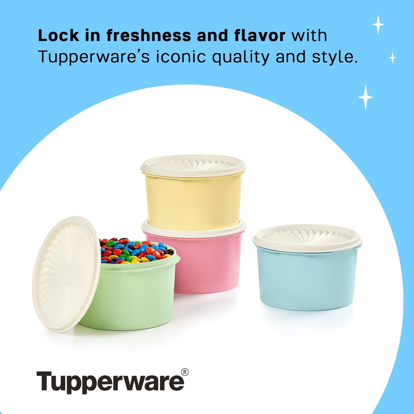 Tupperware Heritage Collection 8 Piece Food Storage Canister Set in Vintage Colors, Dishwasher Safe and BPA Free (4 Containers, 4 Lids)