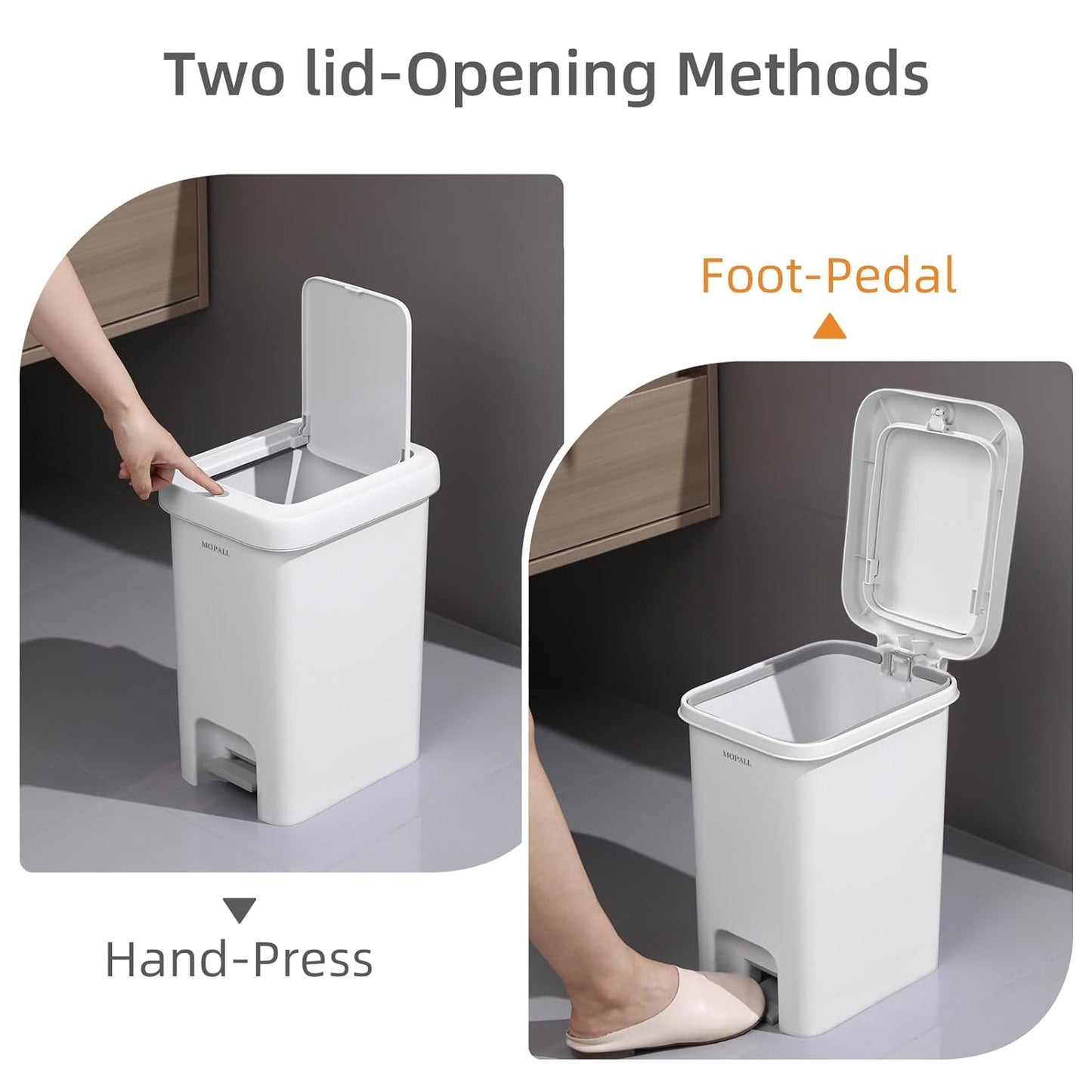 MOPALL Trash Can with Lid, Kitchen Step Trash Can, Garbage Can with Press Top Lid & Foot Pedal, Trash Bin Garbage Bin Waste Bin Waste Basket for Bathroom|Kitchen|Bedroom|Living Room|Office, 5.7 Gallon