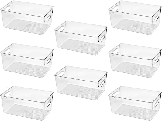 Clear Plastic Storage Bins, Pantry Organizers and Storage Containers Fridge Organizer Bins for Organizing Kitchen Cabinet Organizer Bin Bathroom Freezer Refrigerator Organization