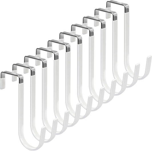 FYY Over The Door Hooks, 10 Pack Door Hangers Hooks with Rubber Prevent Scratches Heavy Duty Organizer Hooks for Living Room, Bathroom, Bedroom Hanging Clothes, Towels, Hats, Coats, Bags White