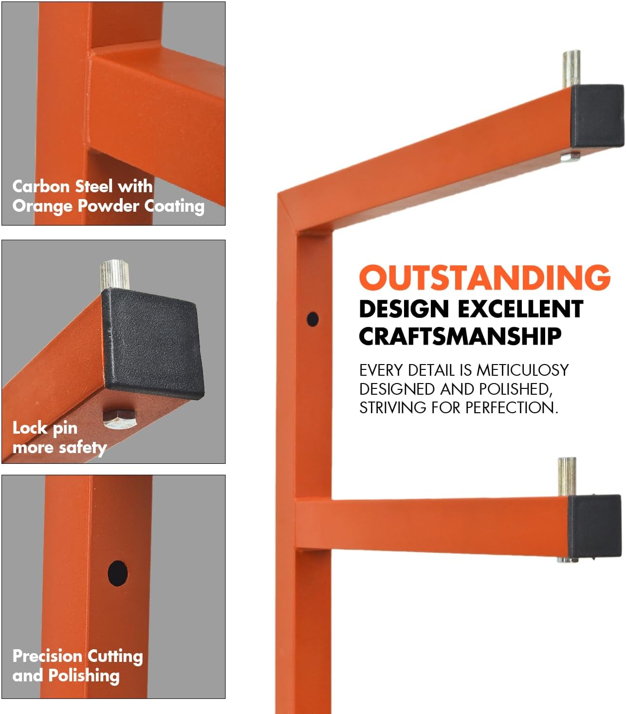 Lumber Storage Metal Rack Wall, Heavy Duty 3-Level Wall-Mounted Wood Rack Organizer for Garage Workshop and Shed (4 Pack)