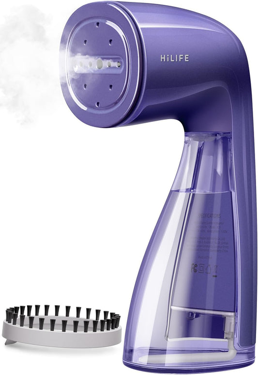 HiLIFE Steamer for Clothes, 1100W Clothes Steamer with Large 300ml Tank, Handheld Clothing Steamer, Fabric Wrinkle Remover, Portable & Compact Travel Size Garment Steamer ONLY FOR 120V (Purple)