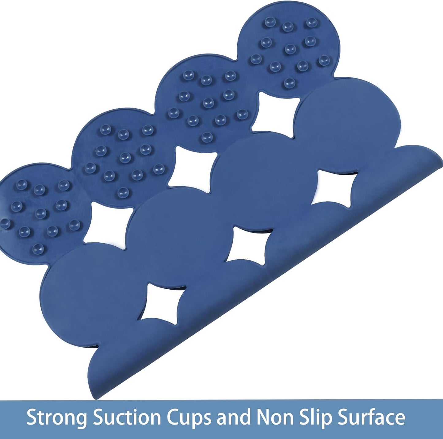 Square Shower Mat Nonslip - Rubber Bathtub Mat with Suction Cups for Inside Shower Bathroom Floor (Navy Blue, 21X21“)