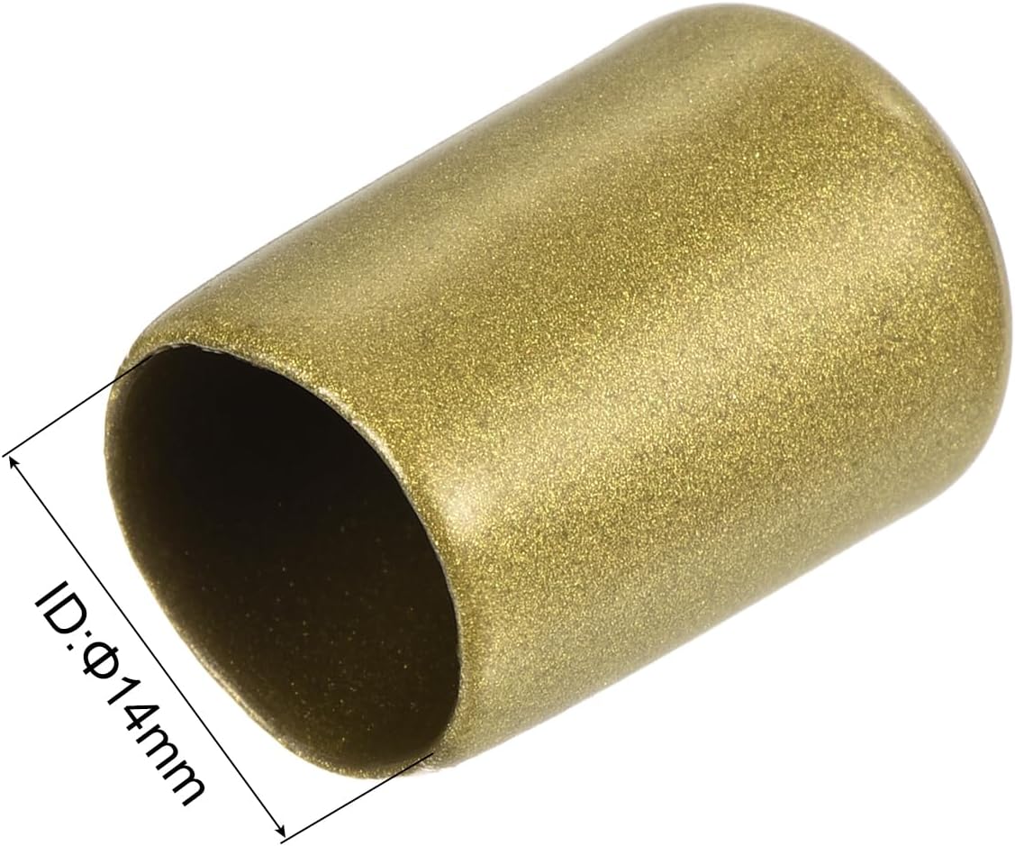 uxcell 20pcs Rubber End Caps 9/16"(14mm) ID Vinyl Round Tube Bolt Cap Cover Thread Protectors Gold