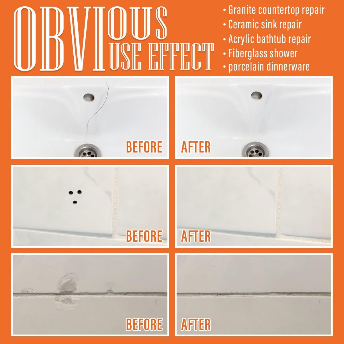 Porcelain Repair Kit White, High-Gloss Chipped Sink & Tile Repair Kit to Quickly Fix Sinks Chips and Tile Cracks with High Bond Strength, Porcelain Sink Repair Kit for Tub, Tiles, Sinks and Toilet