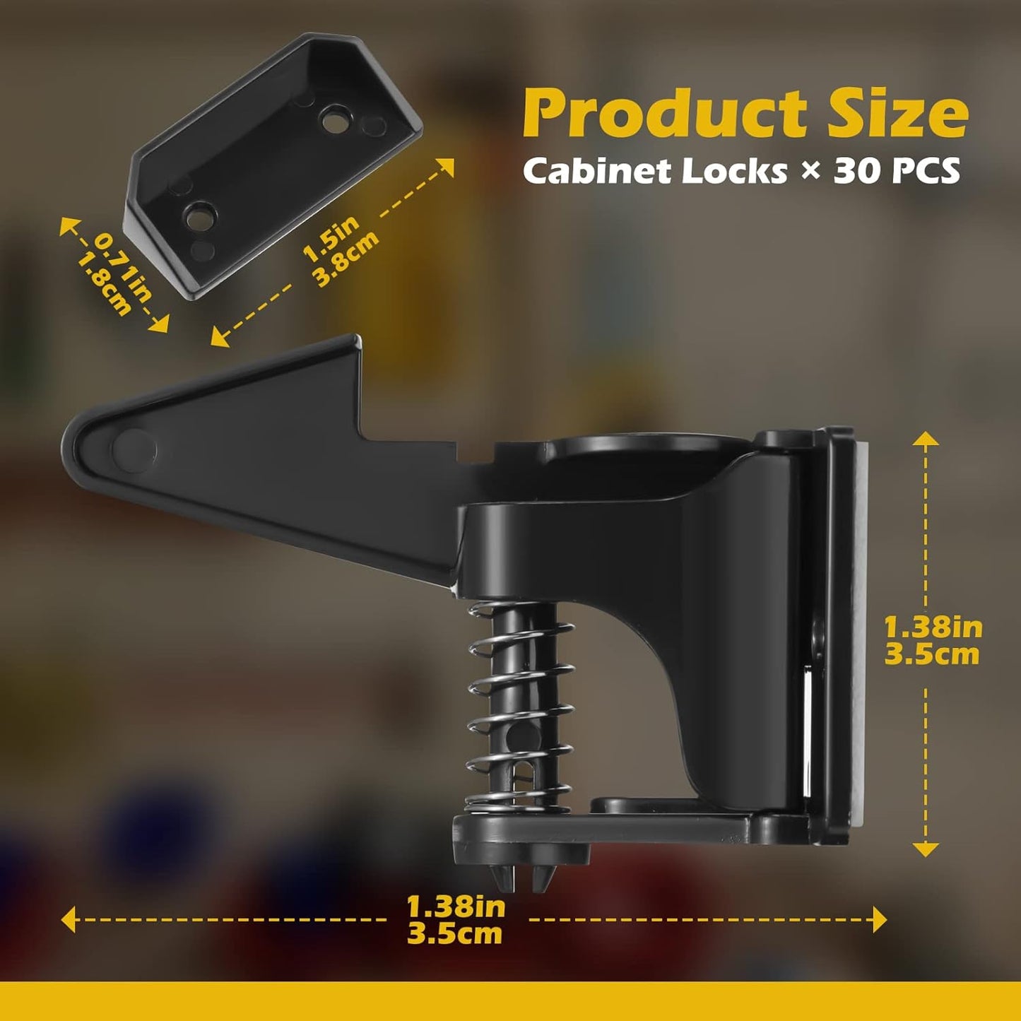 Tuanse 30 Pcs Cabinet Locks Invisible Safety Drawer Latches with Screws Self Adhesive Cabinet Drawer Locks for Home Kitchen Furniture Door Latches(Black)