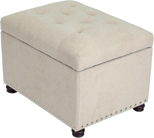 Joveco Storage Ottoman, 24" Fabric Rectangle Tufted Bench Foot Rest Stool for Living Room Bedroom