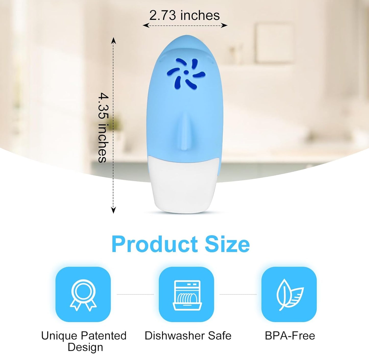 Asltw Upgrade Cute Fridge Deodorizer, Dolphin Fridge Cleaner, Freezer Odor Freshener, Add Baking Soda Reusable Fun Kitchen Gadgets (Blue)