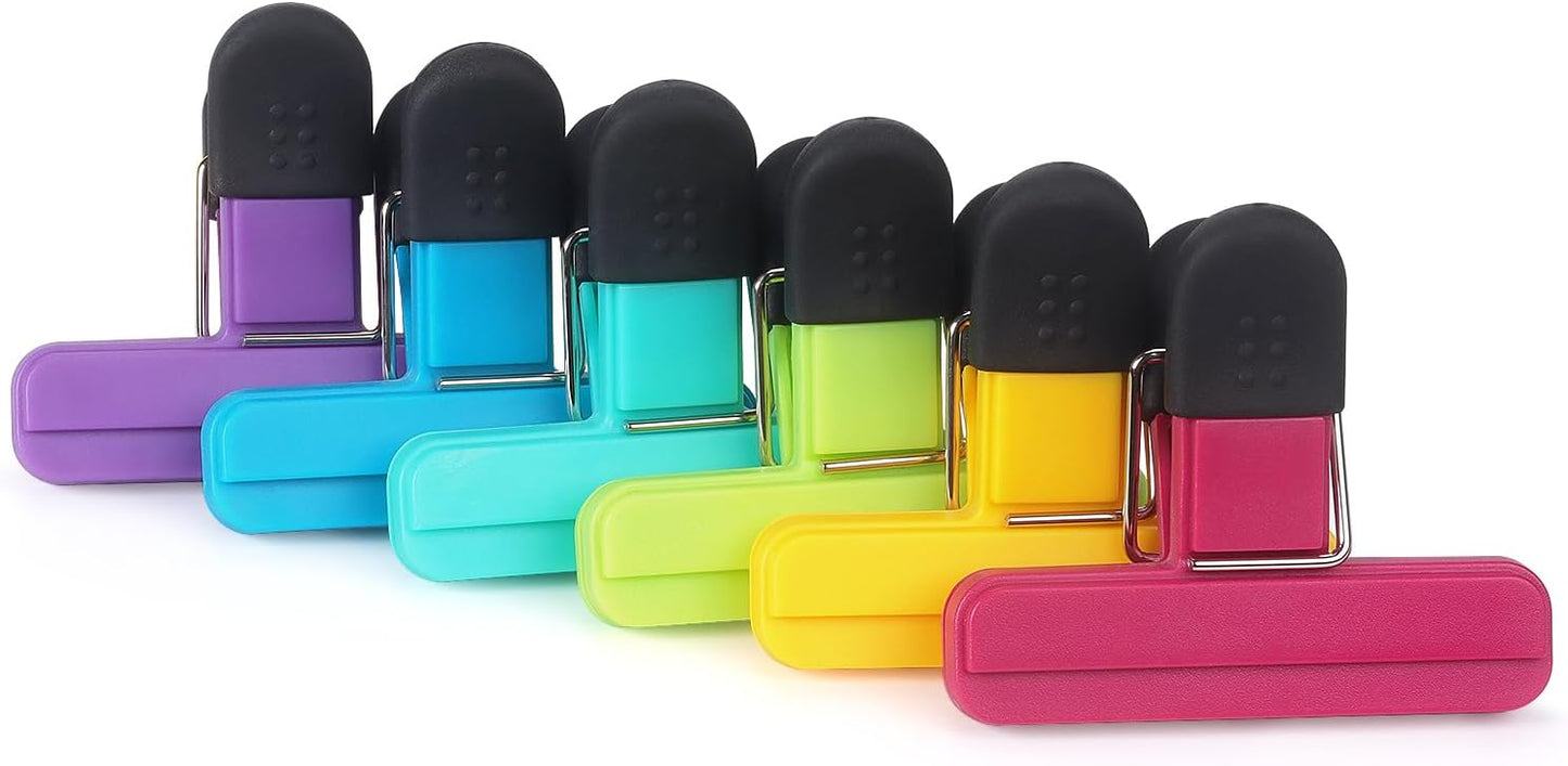 Tamaki 6 Pack Bag Clips, Food Clips, Chip Bag Clip Plastic Heavy Duty Seal Grip, 3 x 2.5 Inch, Assorted Color