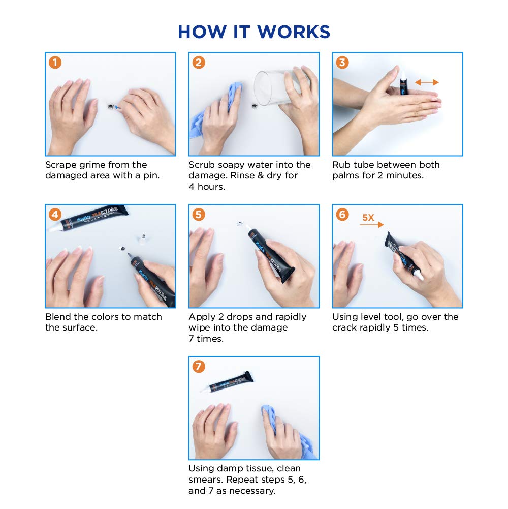 MagicEzy Tile RepairEzy (Black) - Porcelain Glaze Repair Filler - Fix Chips and Holes in Tiles Fast - Floor Tiles,Wall Tiles, Tubs, Showers, China