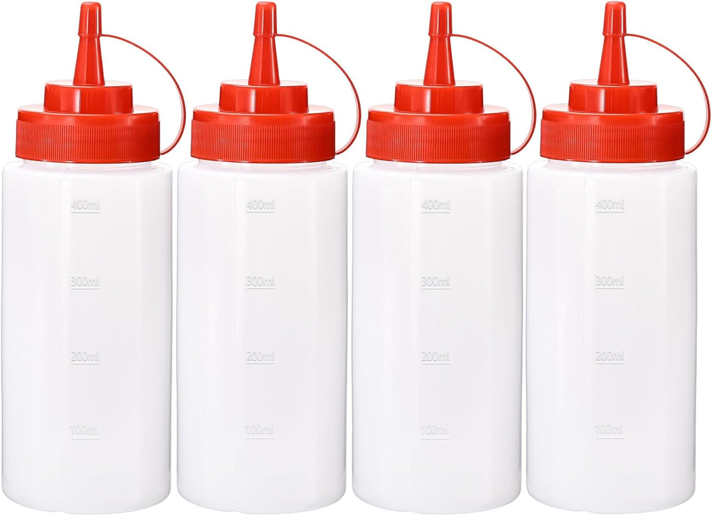Condiment Squeeze Bottles Ketchup Dispenser, 4 Pack 16oz Squeeze Bottles for Liquids, Plastic Sauce Bottle with Cap Lid, Squirt Bottles for Sauces Liquids BBQ Dressing Pancake Art