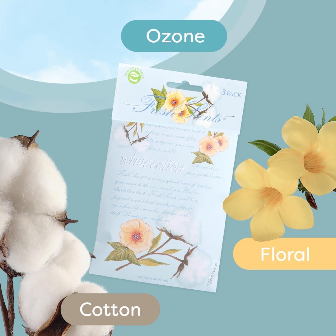 WILLOWBROOK | Fresh Scents Scented Sachet Packet | White Cotton | Air Freshener Bags for Drawers, Closets, Cars | 6 Pack | Long Lasting Home Fragrance