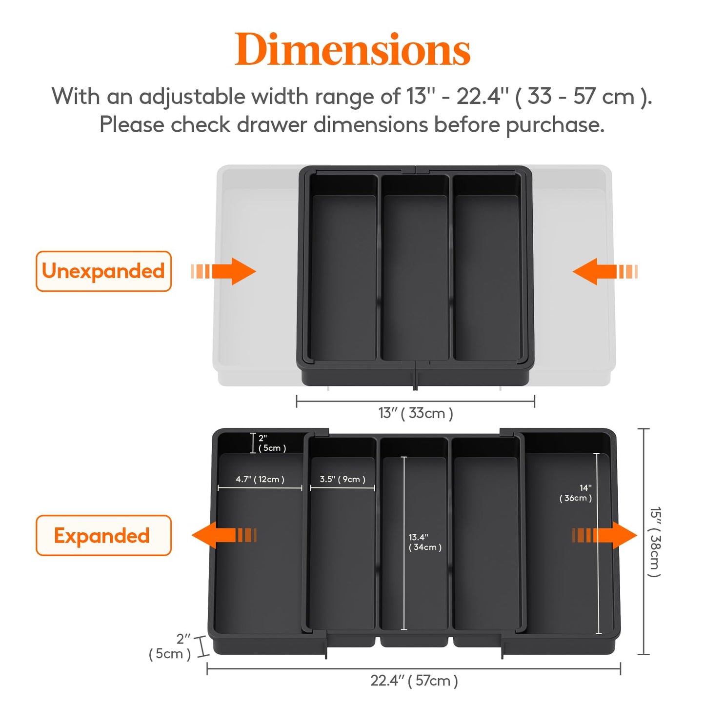 Lifewit Utensil Organizer for Kitchen Drawers, Expandable Cooking Utensil Tray, Adjustable Cutlery