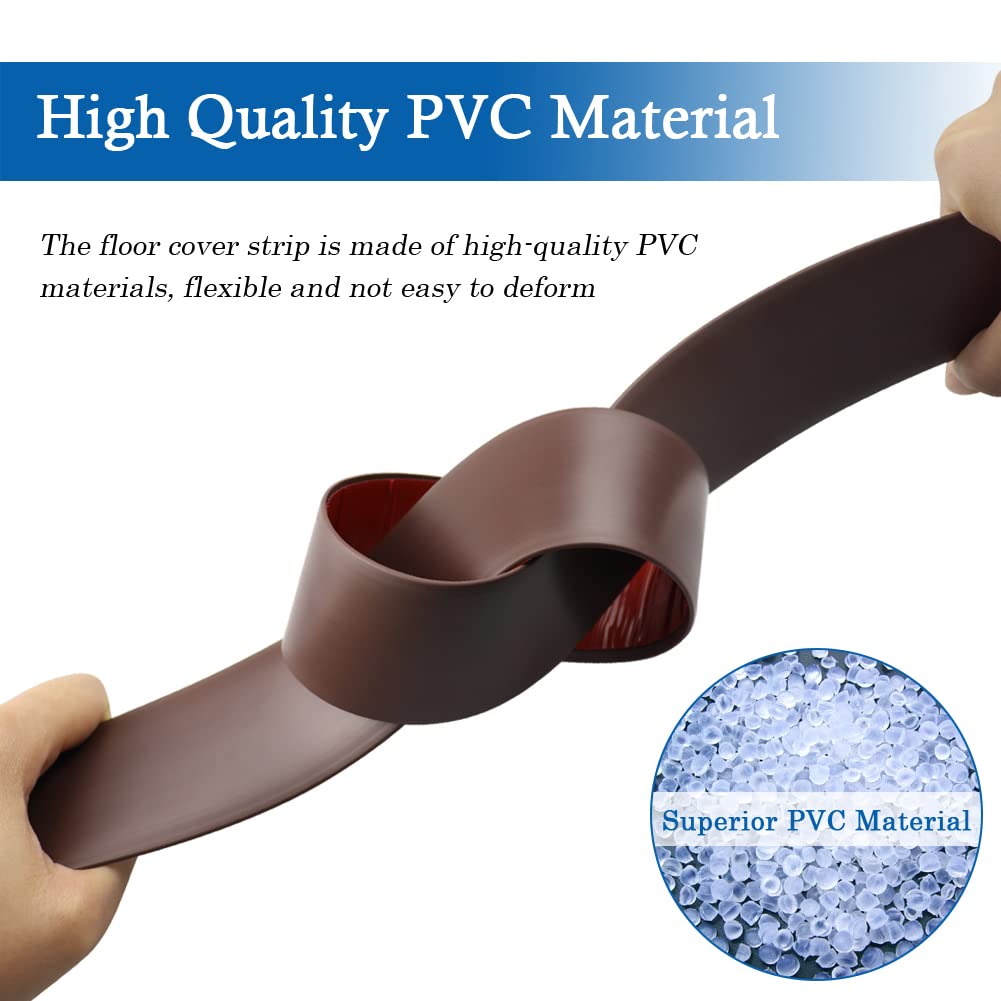 Floor Transition Strip Self Adhesive Floor Cover Strips Laminate 3" Wide Vinyl Flat Divider Transitions (7.5cm, 10Ft, Brown)