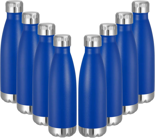 VEGOND 17oz Stainless Steel Water Bottles Bulk, Reusable Metal Sports Water Bottle Keeps Drink Hot and Cold, BPA Free Double Wall Vacuum Cola Shape Insulated Water Bottles for Camping Gym, 8 Pack