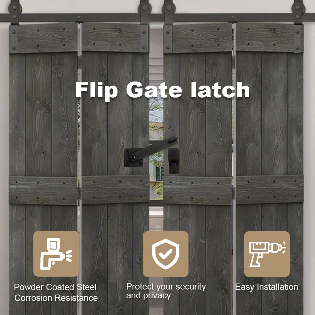 2 Pack Flip Gate Latch Lock 6'' Adjustable Barn Door Lock Hardware Safety Rustic Gate Lock for Ourdoor Wooden Fence, Cabinet, Shed, Sliding Doors