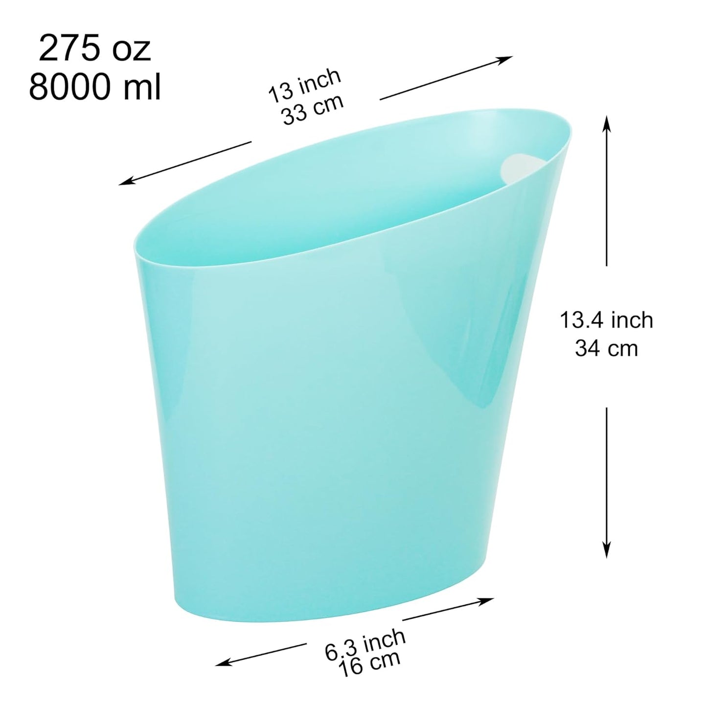 Youngever 2 Gallon Slim Trash Can, Plastic Garbage Container Bin, Small Trash Bin with Handles for Home Office, Living Room, Study Room, Kitchen, Bathroom (2 Pack) (Mint)